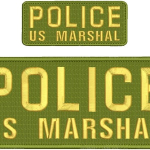 "Sheriff" embroidery patch 4x8 and 2x5 inches hook OD green all gold "Sheriff" embroidery patch 4x8 and 2x5 inches hook OD green all gold