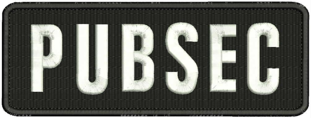 Pubsec Embroidery Patch 8x3 Inches Hook Backing White Letters - Etsy