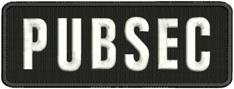 PubSec Broderilapp 20x7,5 cm med krokar och vita bokstäver bild 1
