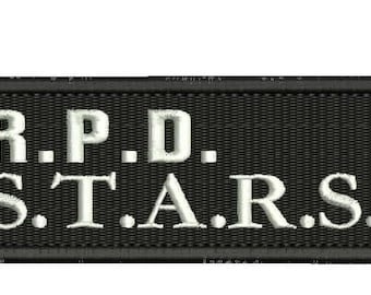 R.P.D. S.T.A.R.S. Embroidery Patch 5x2 inches Hook backing White letters