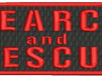 SEARCH and Rescue Embroidery Patch 2x5 inches Hook backing red/black