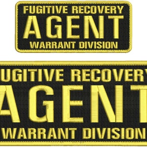 May include: Two black and gold embroidered patches with the text "Fugitive Recovery Agent Warrant Division".
