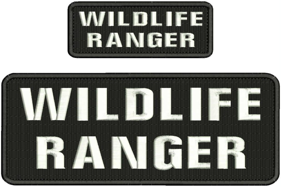 Wildlife Ranger Embroidery Patch 10x4 and 5x2 Inches Hook Backing White ...