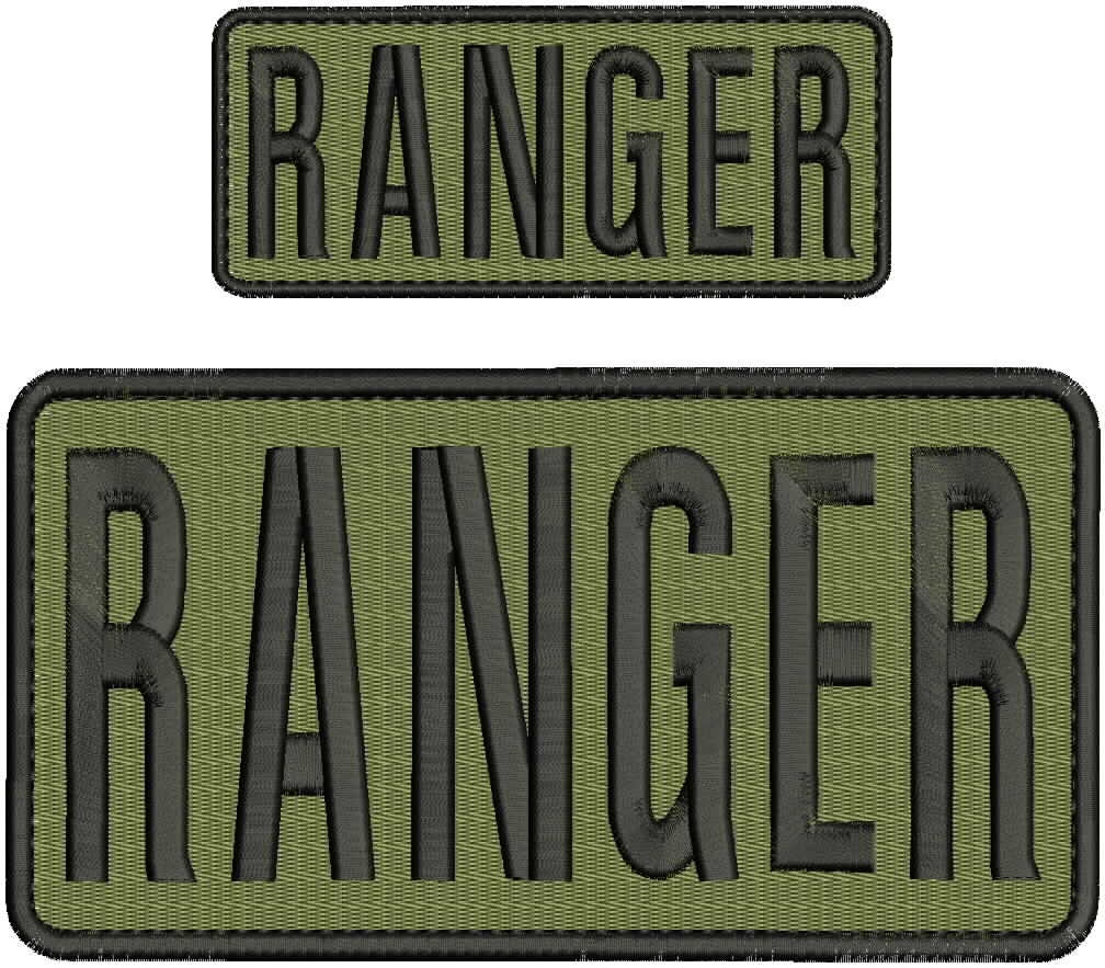 Law enforcement ranger embroidery Patches 4x10 and 2x5 hook ON BACK white