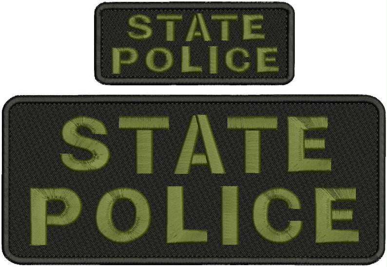 state police embroidery patches 4X10 hook ON BACK white letters od green