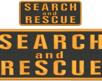 SEARCH and Rescue Embroidery Patch 4x10 and 2x5 inches Hook backing orange/black