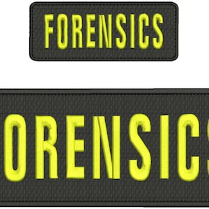 FORENSICS Embroidery Patch 4x10 and 2x5 inches Hook backing yellow  letters