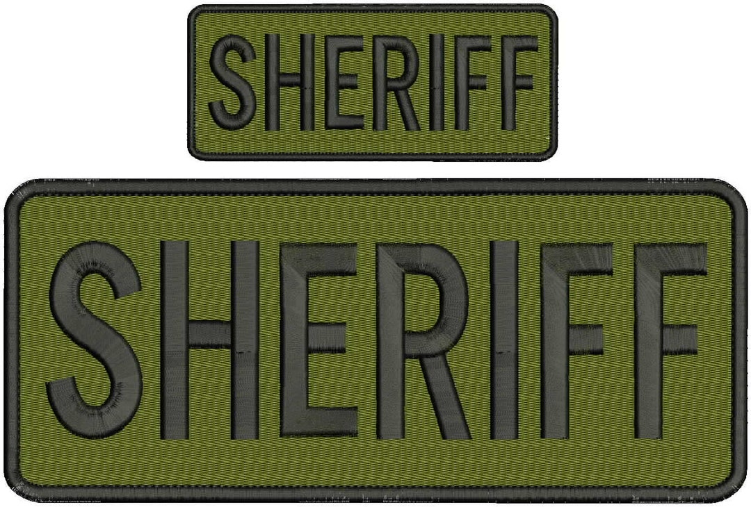 Sheriff Embroidery Patch 10x4 and 5x2 Inches Hook Backing Od Green - Etsy