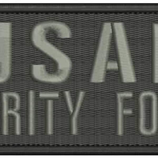 USAF SECURITY FORCES Borduurpatch 3x8 inch Haakrug grijze letters