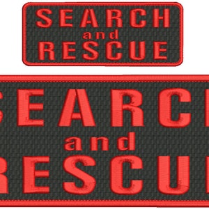 Remendo de bordado SEARCH and Rescue 4x10 e 2x5 polegadas com suporte de gancho vermelho/preto