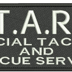 Special Tactics and Rescue Service Embroidery Patch 10x4 inches Hook backing White letters