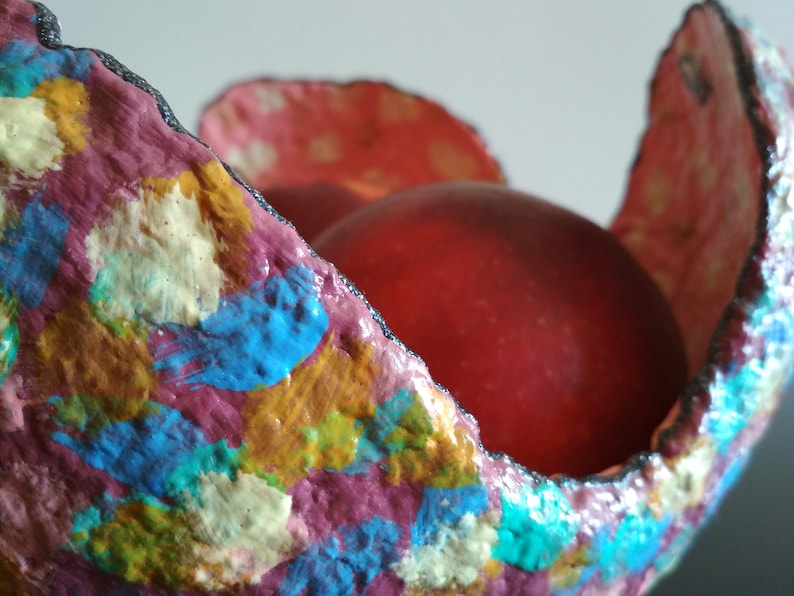 Paper Mache- Colorful 24 inch Fruit Bowl for Home and Kitchen.