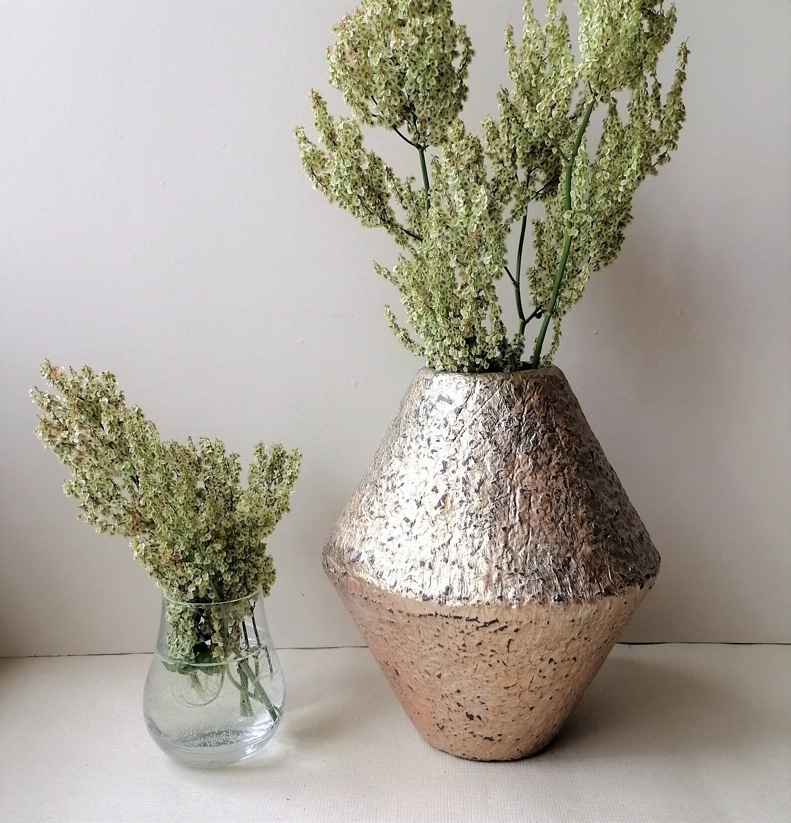 Decorative Vintage Style Paper Pulp Vase in Cracked Old Gold Etsy
