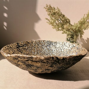 Decorative Paper Mache Bowl With Bronze Rim. A Little Sea Blue