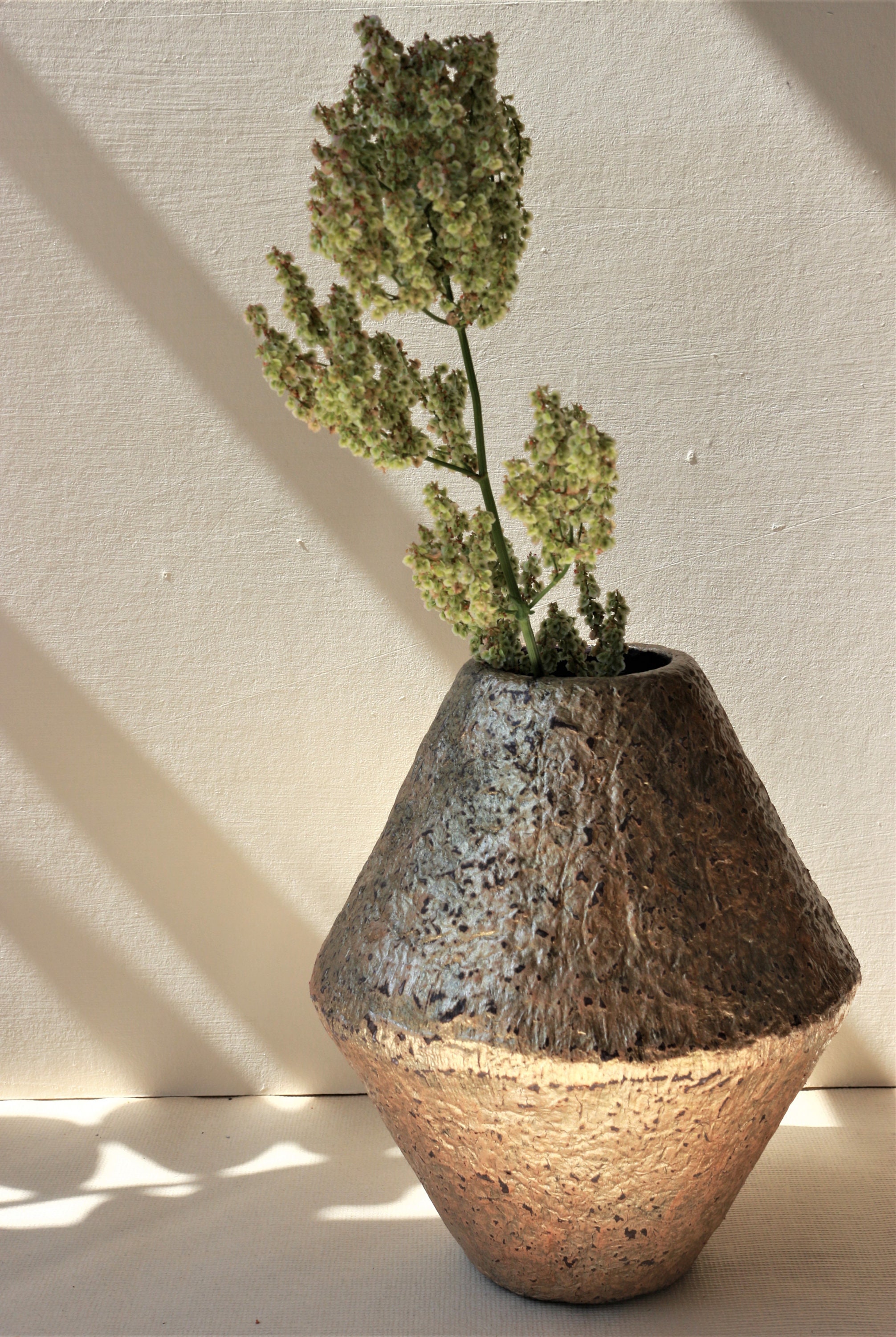 Decorative Vintage Style Paper Pulp Vase in Cracked Old Gold Etsy