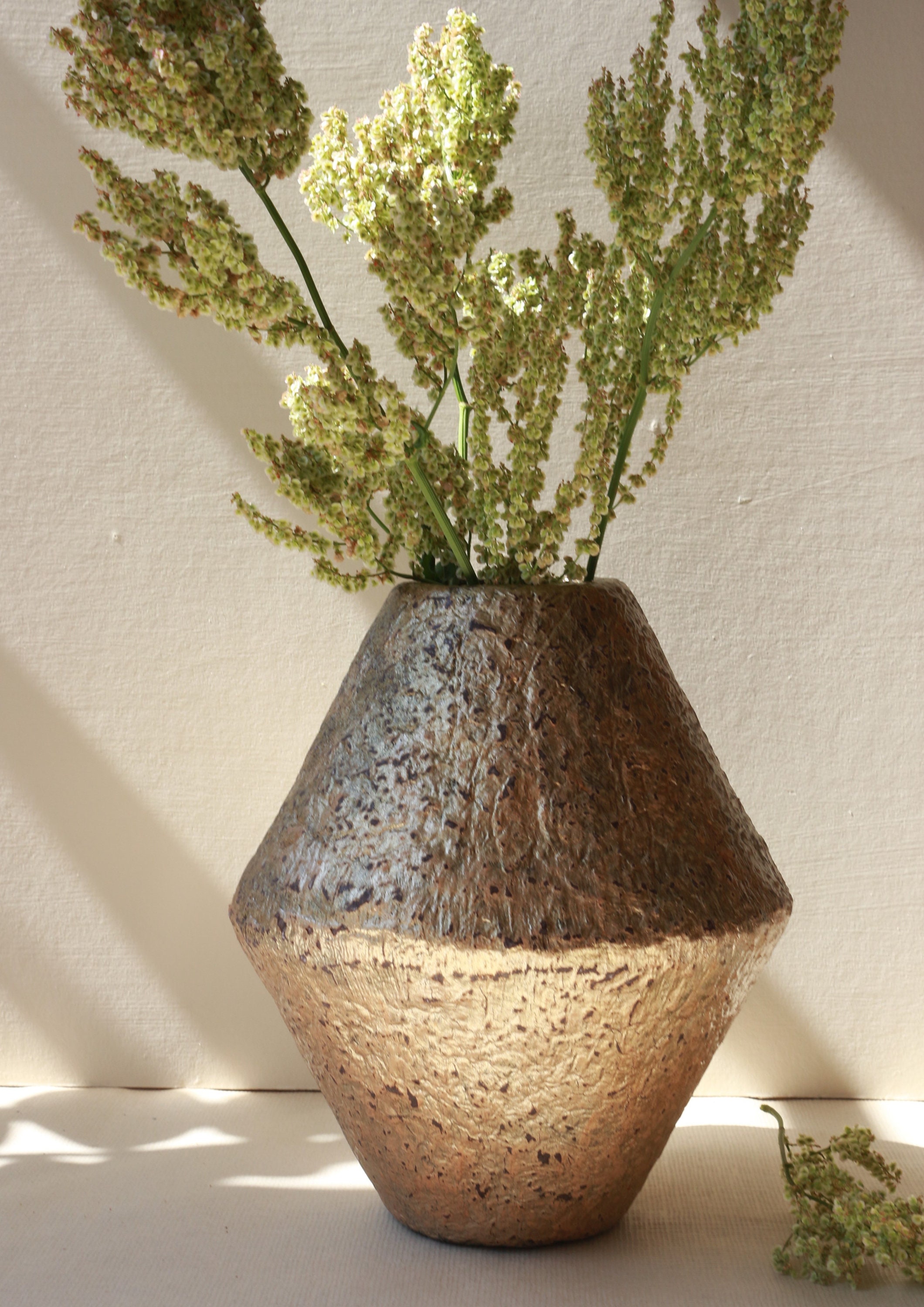 Decorative Vintage Style Paper Pulp Vase in Cracked Old Gold - Etsy