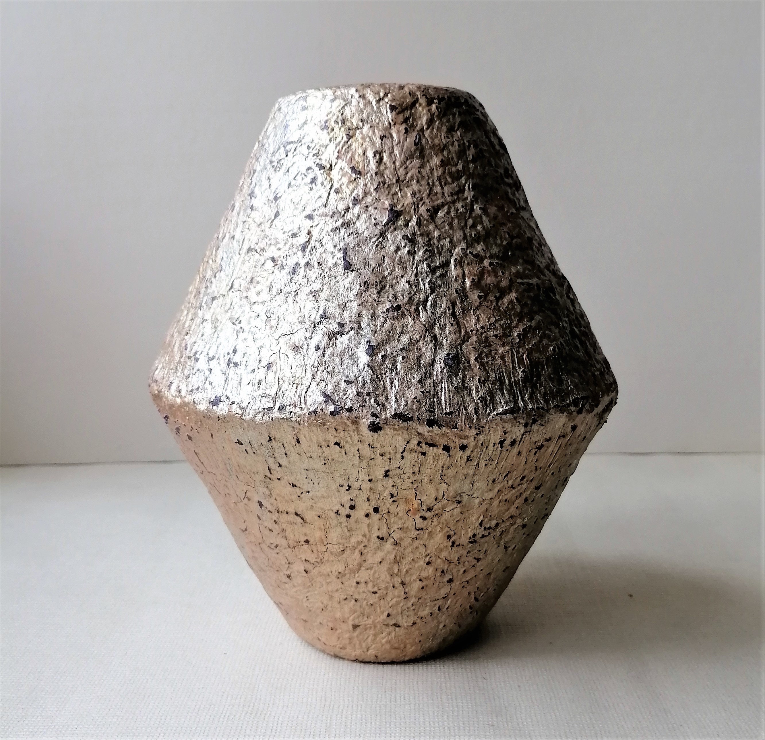 Decorative Vintage Style Paper Pulp Vase in Cracked Old Gold Etsy