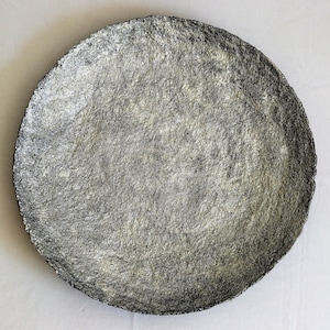 Decorative antique gold paper mache plate. Large recycled papier pulp tray. Unique bowl for centerpieces.