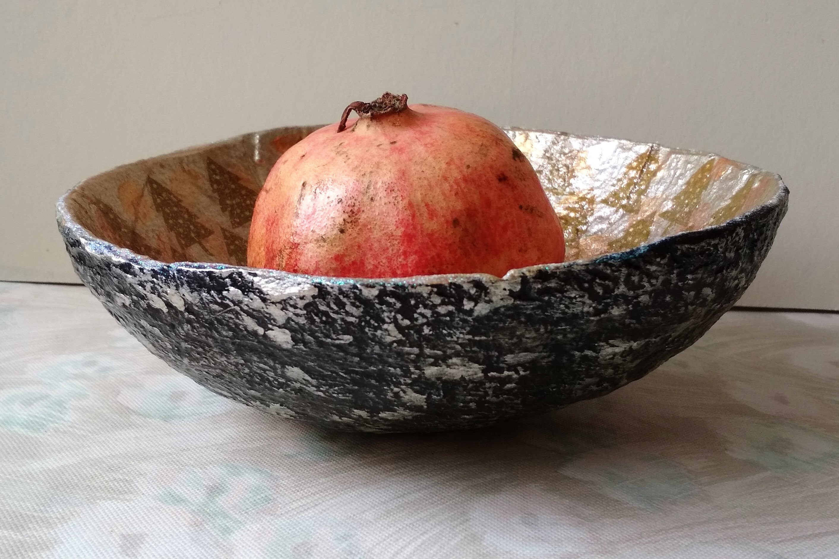 Candy Dish With Christmas Trees Unique Paper Mache Fruit Bowl Christmas