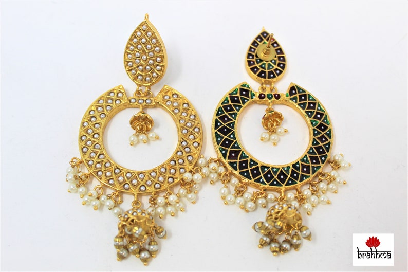 White beads embedded in Golden base Indian jewelry