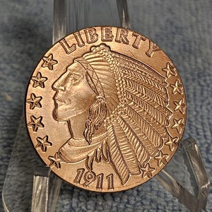 Incuse Indian 1 OZ Copper Round .999 fine copper art bullion Round