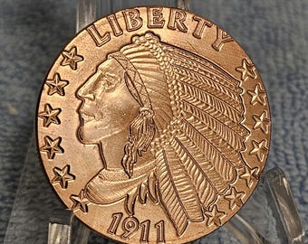 Incuse Indian 1 OZ Copper Round .999 fine copper art bullion Round
