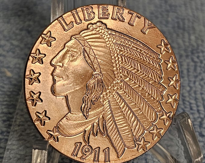Incuse Indian Copper Round 1 oz • .999 Fine Bullion • Indian Head Art Collectible