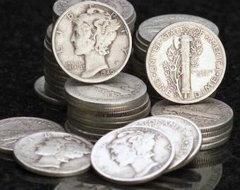 10 random silver mercury dime 1916-1945