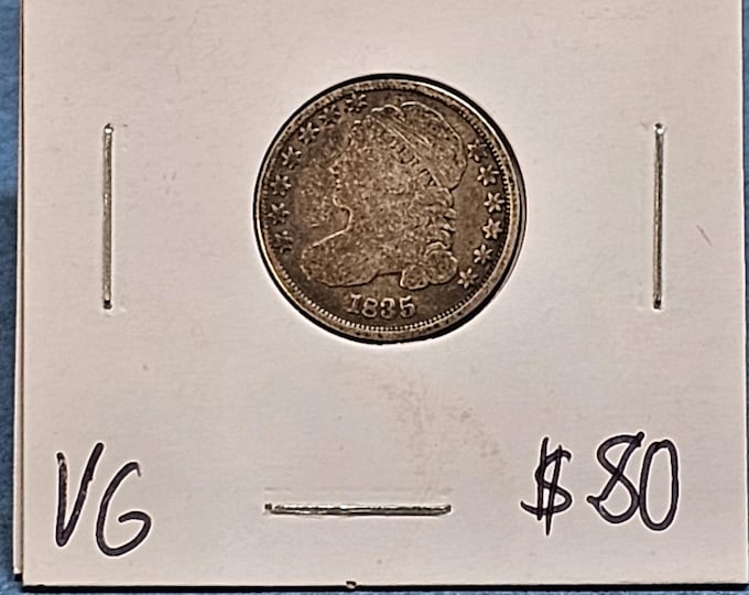 1835 Capped Bust Silver Dime Very Good condition