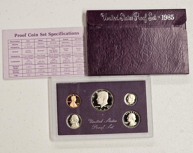 1985 S Proof Set 5 coins Included Original Mint Packaging