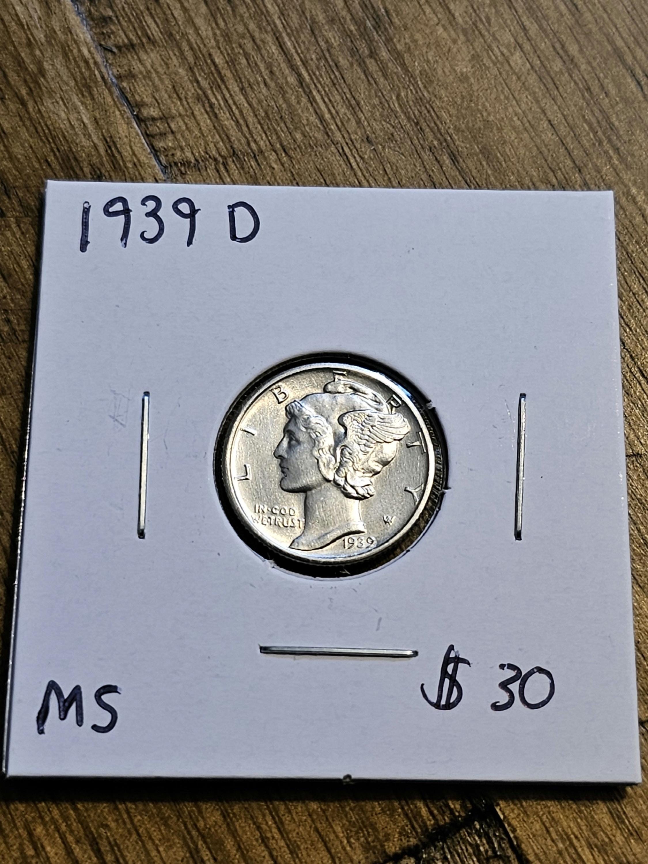 1939 D Mint State Silver Mercury Dime - Etsy