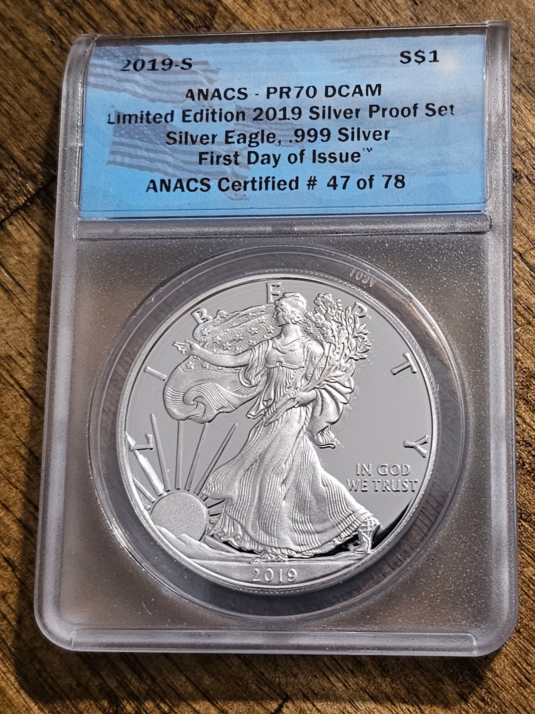 2019 S Proof Silver Eagle Anacs Pr 70 Dcam Limited Edition First Day of ...