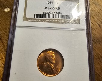 1936 US Lincoln Wheat Cent Penny Ngc MS 66 Red