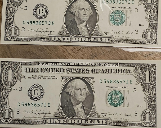 Uncirculated 1988 A Series One Dollar Green Seal Note