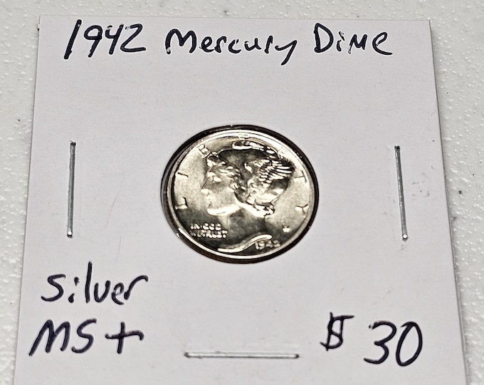 1942 Silver Mercury Dime Mint State+ as Pictured