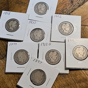 Silver Barber Quarter 1892-1916 Pick Your Date And Grade