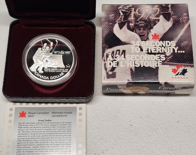 1997 Canadian Mint Proof Sterling Silver Dollar 1972 Summit Series Canada Soviet Union 25 grams sterling silver