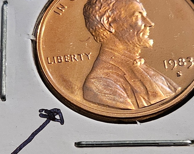 Die Chip On Collar 1983 S Proof Lincoln Memorial Penny Error Coin Gem coin and Rare