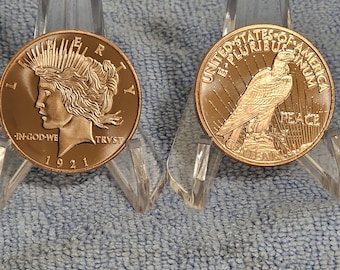 Peace Dollar 1 OZ Copper Round .999 fine copper art bullion Round