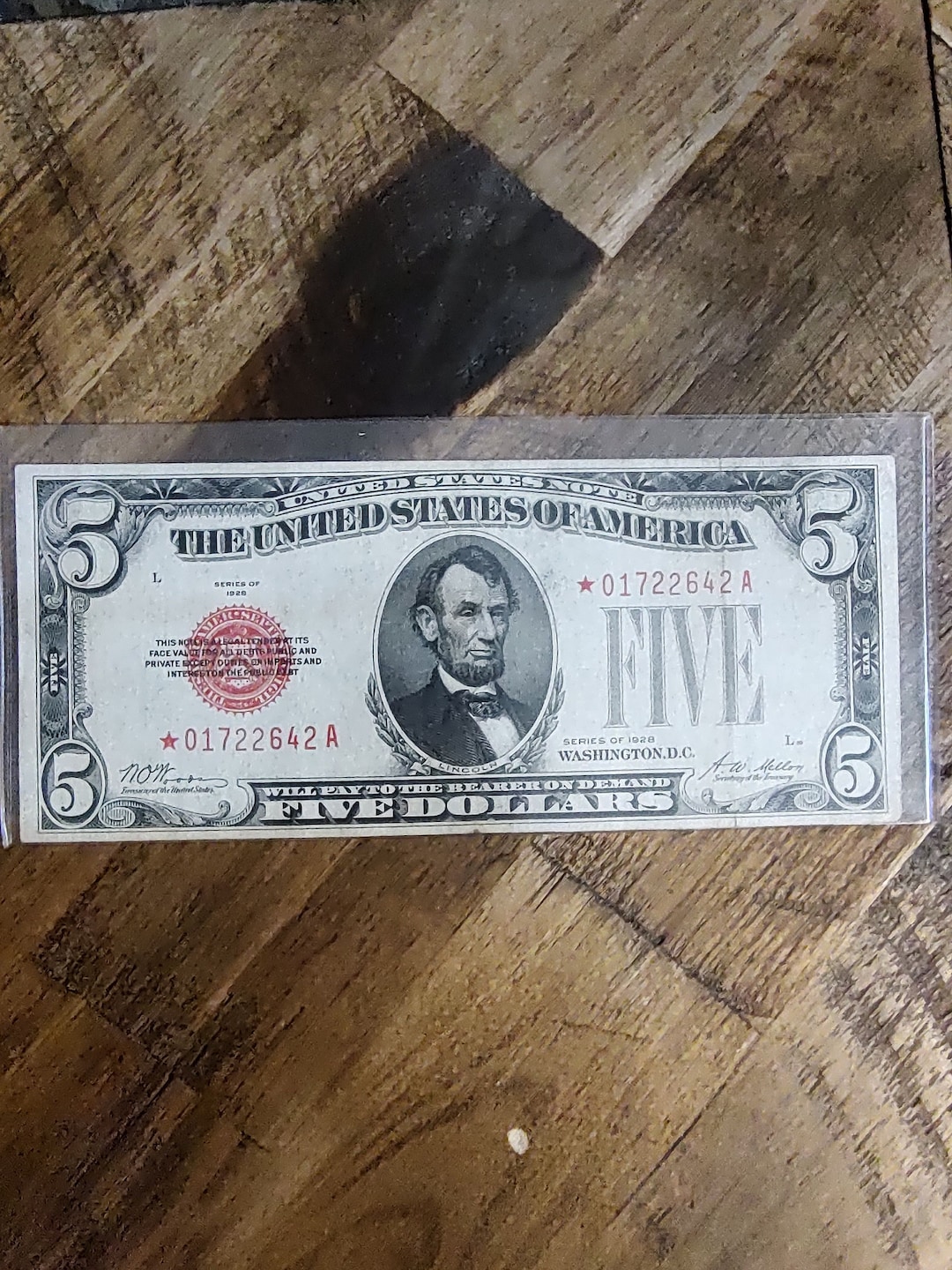 Rare 1928 Star Note Series Five Dollar Red Note Nicely Circulated - Etsy