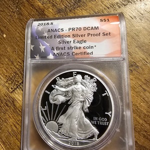 2018 S Proof Silver Eagle Anacs Pr70 First Strike From Limited Edition Proof Set