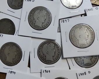 Barber Silver Half Dollars 1892-1915 Pick Your Date