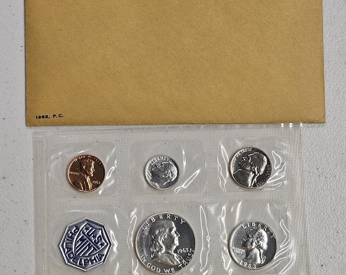 1963 SILVER Proof Set P.C. Philadelphia From the United States Mint in original packaging 90 percent Silver Half Dollar, Quarter, and Dime
