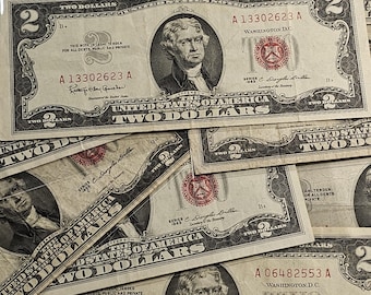 One Random circulated Two Dollar Red Note