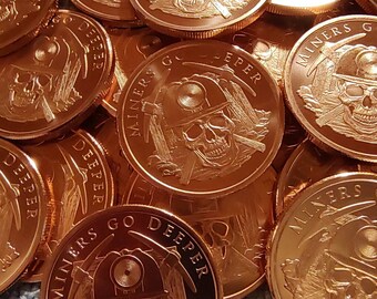 1 oz. Copper Miners Go Deeper round .999 fine copper art bullion