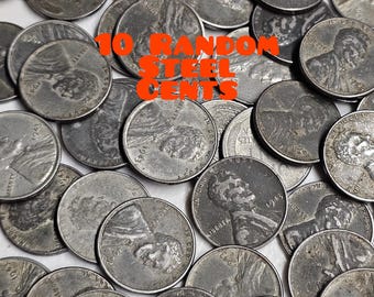 10 Random Vintage 1943 Steel Lincoln wheat Cents / pennies