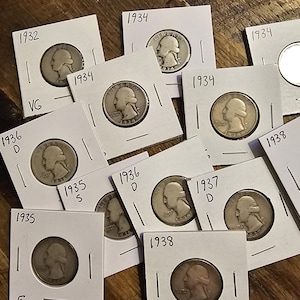 Silver Washington Quarter 1932-1938S pick your date and grade
