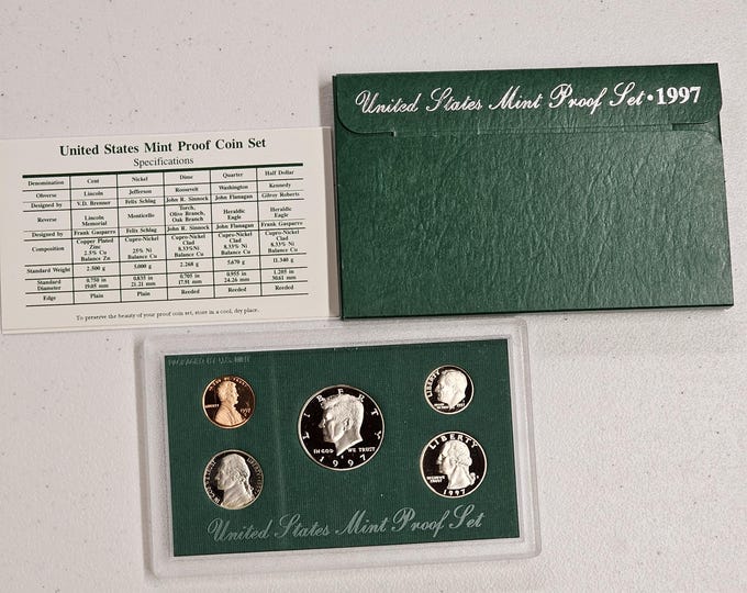 1997 S Proof Set 5 coins Included Original Mint Packaging