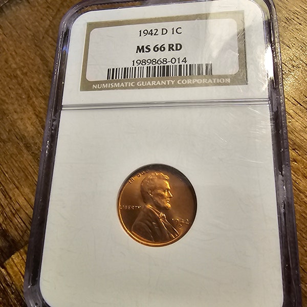 1942 D US Lincoln Wheat Cent Penny Ngc MS 66 Red