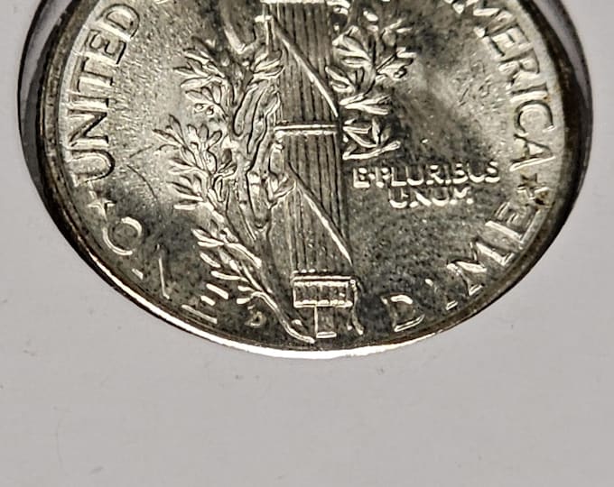 1943 D Silver Mercury Dime Mint State+ Full Band as Pictured